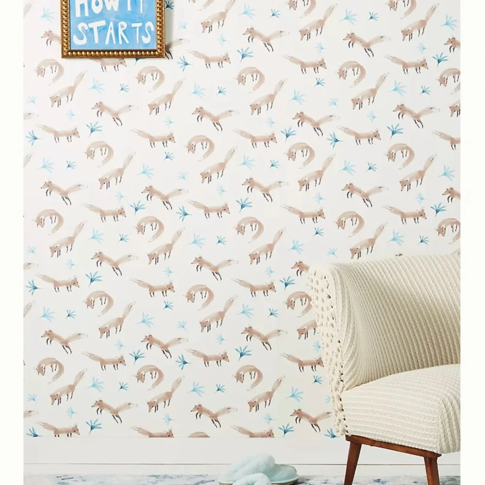 Anthropologie Hilma Brown Sly fox wallpaper new 1 roll
